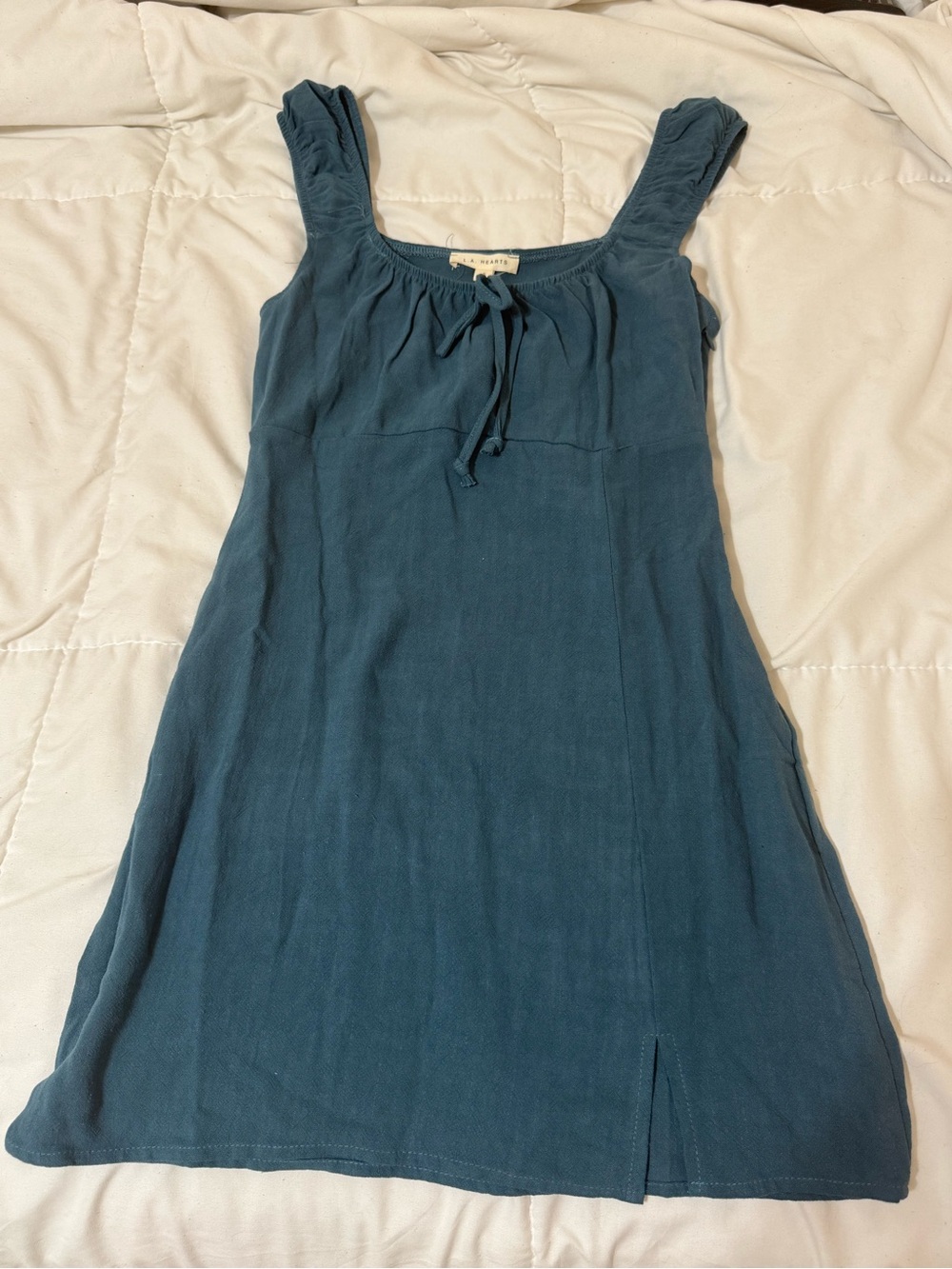 La Hearts Teal Sleeveless Tie-Front Dress